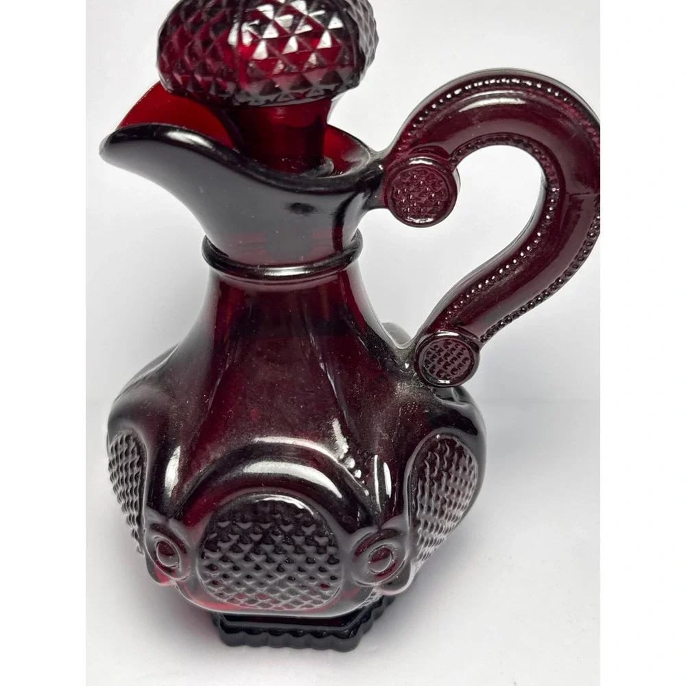Avon Decanter Cruet Unisex OS Ruby Red Cape Cod Diamond Point Glass